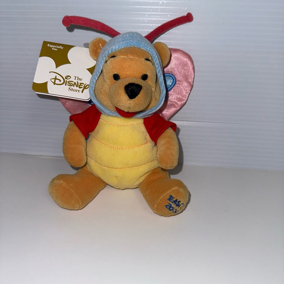Walt Disney Easter 2000 WINNIE THE POOH AS BUTTERFLY Bean Bag STUFFED ANIMAL NEW - Picture 1 of 16